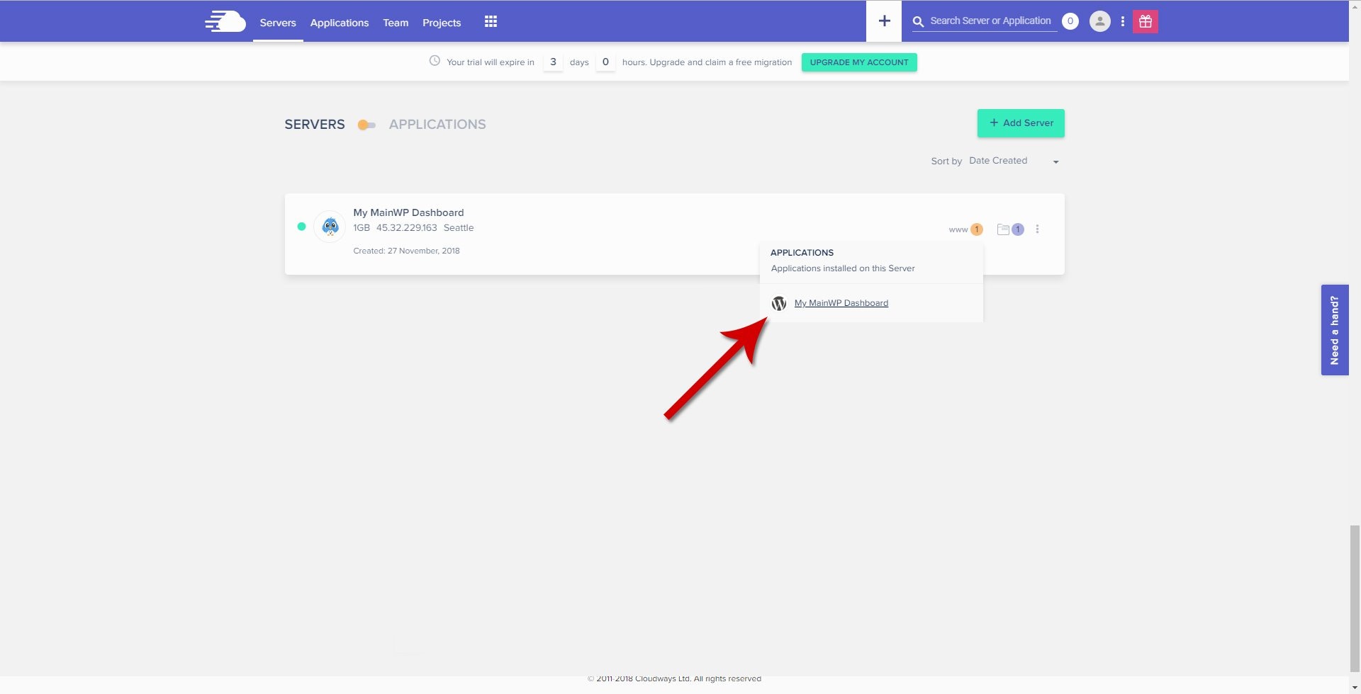 Cloudways - My MainWP Dashboard