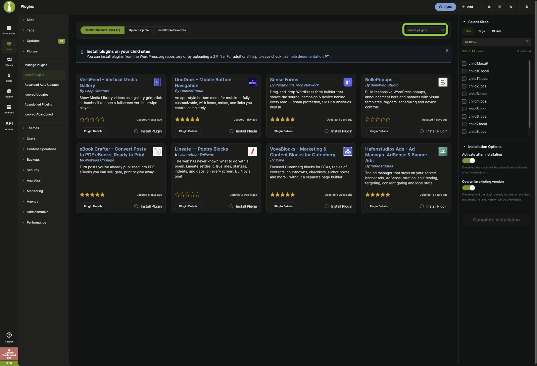 Search WordPress.org plugins from MainWP Dashboard