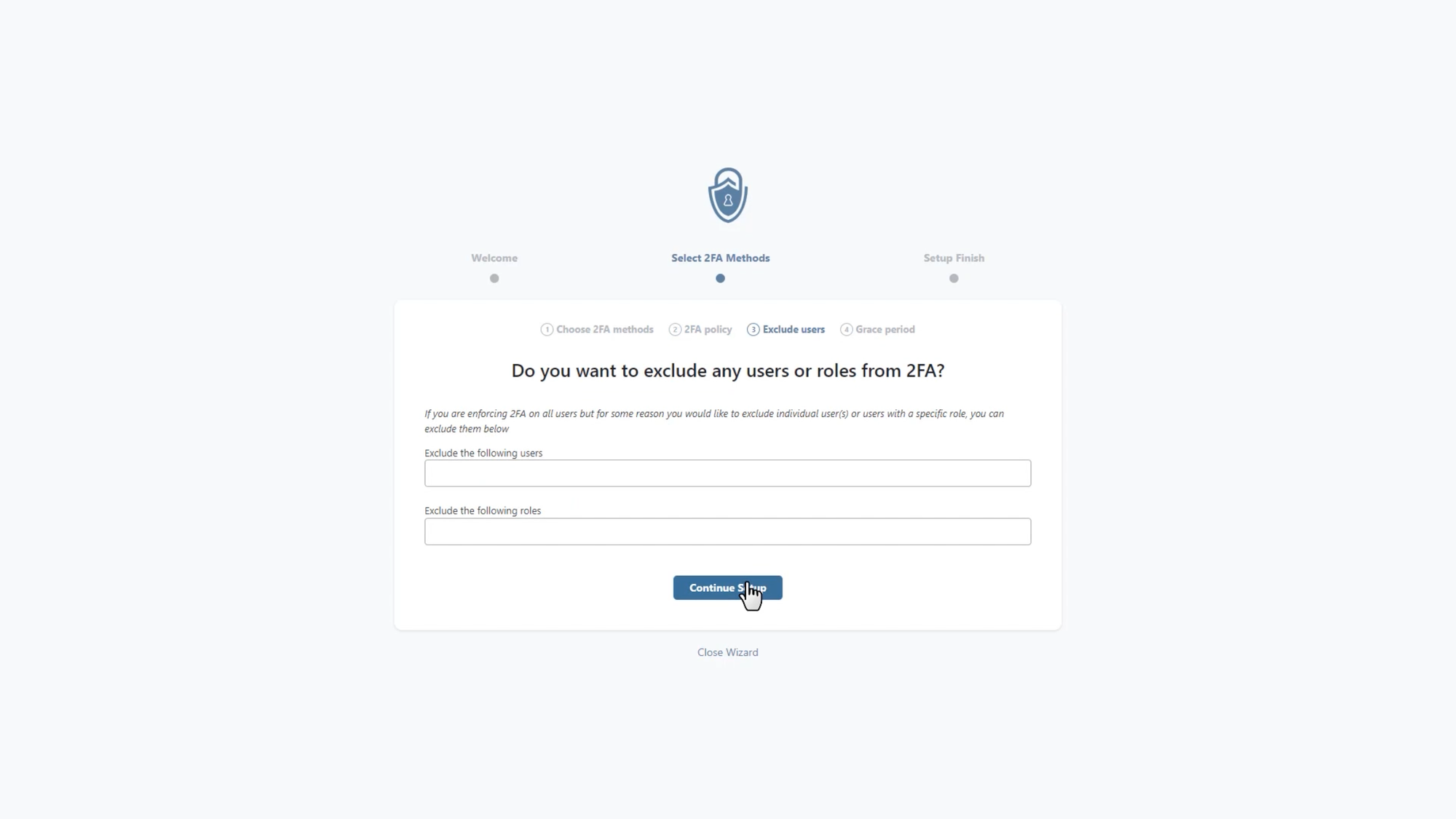 2FA Settings - role selection