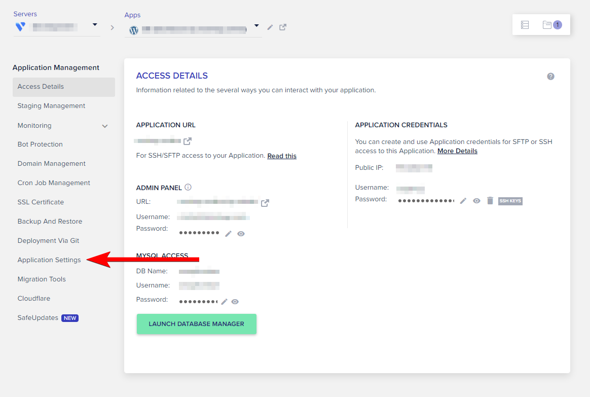 Open Application Settings from the left sidebar