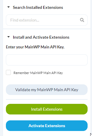 Click the Validate my MainWP Main API Key button