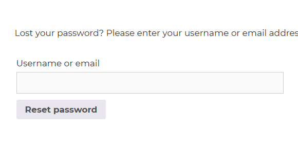 Password reset form with username/email field