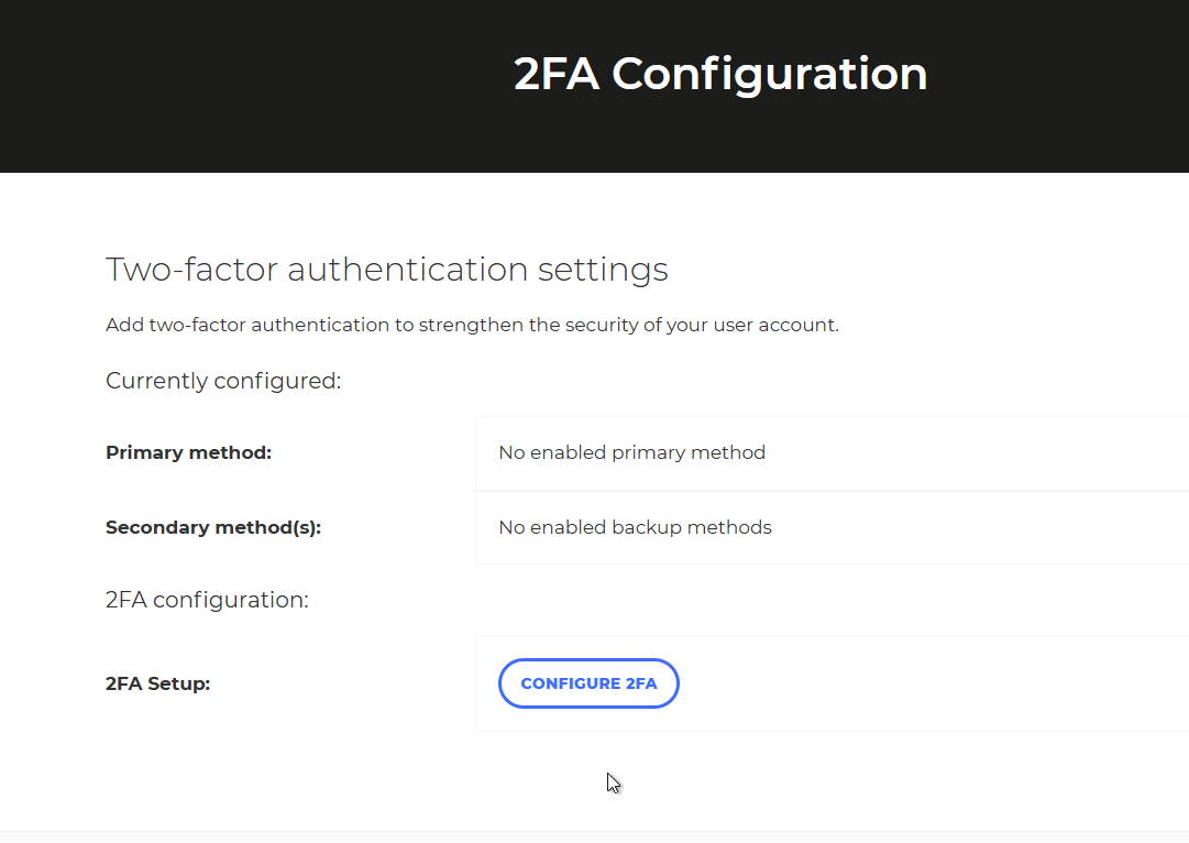 Animation showing 2FA method selection between authenticator app and email