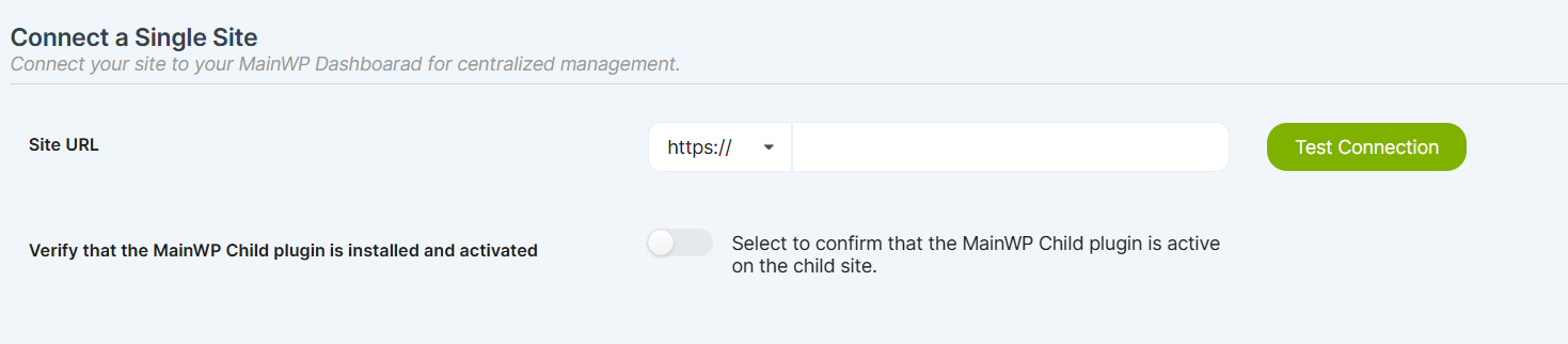 Add single child site UI