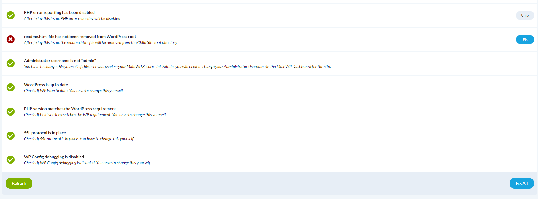 Security Issues table