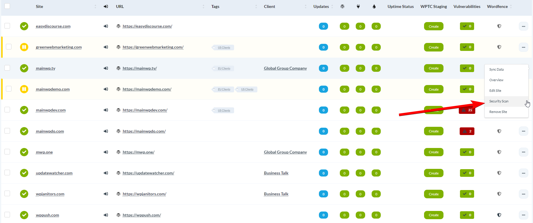 Security Scan action