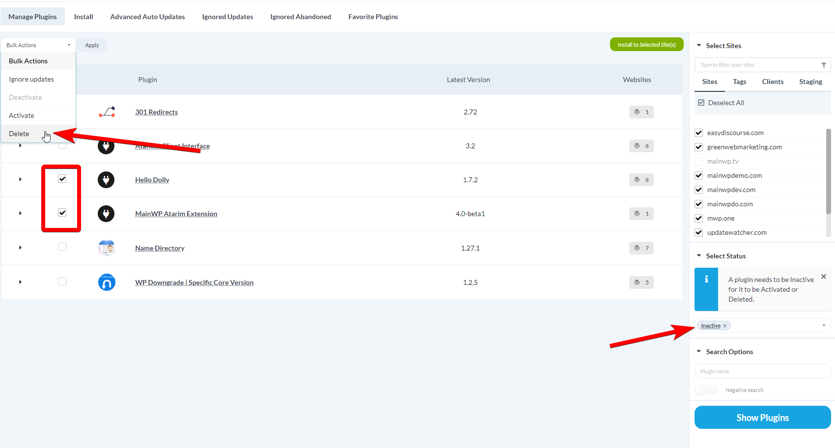 In the Bulk Actions menu