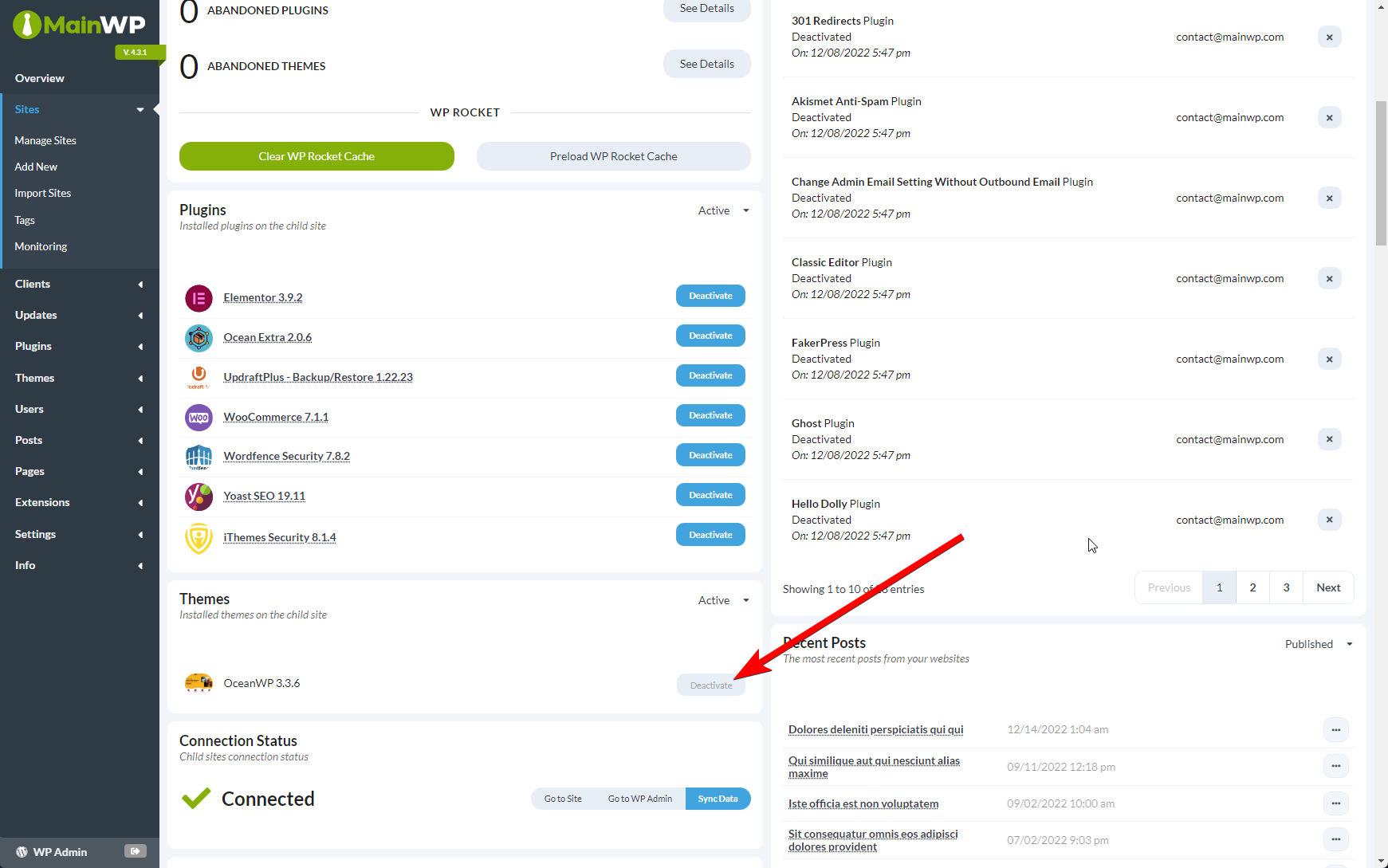 Parent theme lock icon in Themes widget