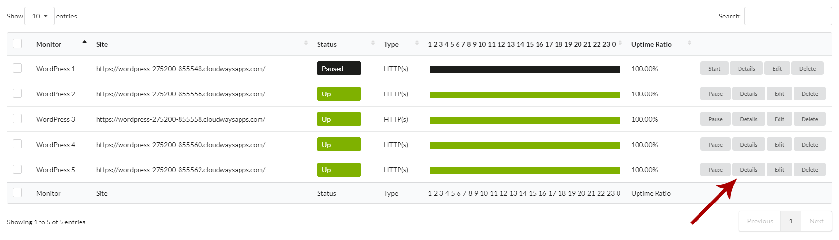 Monitor details view