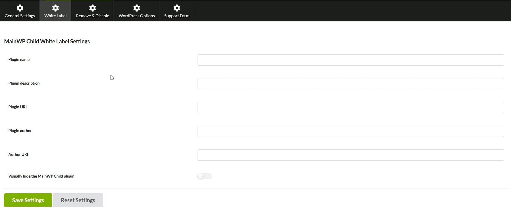 White Label Settings