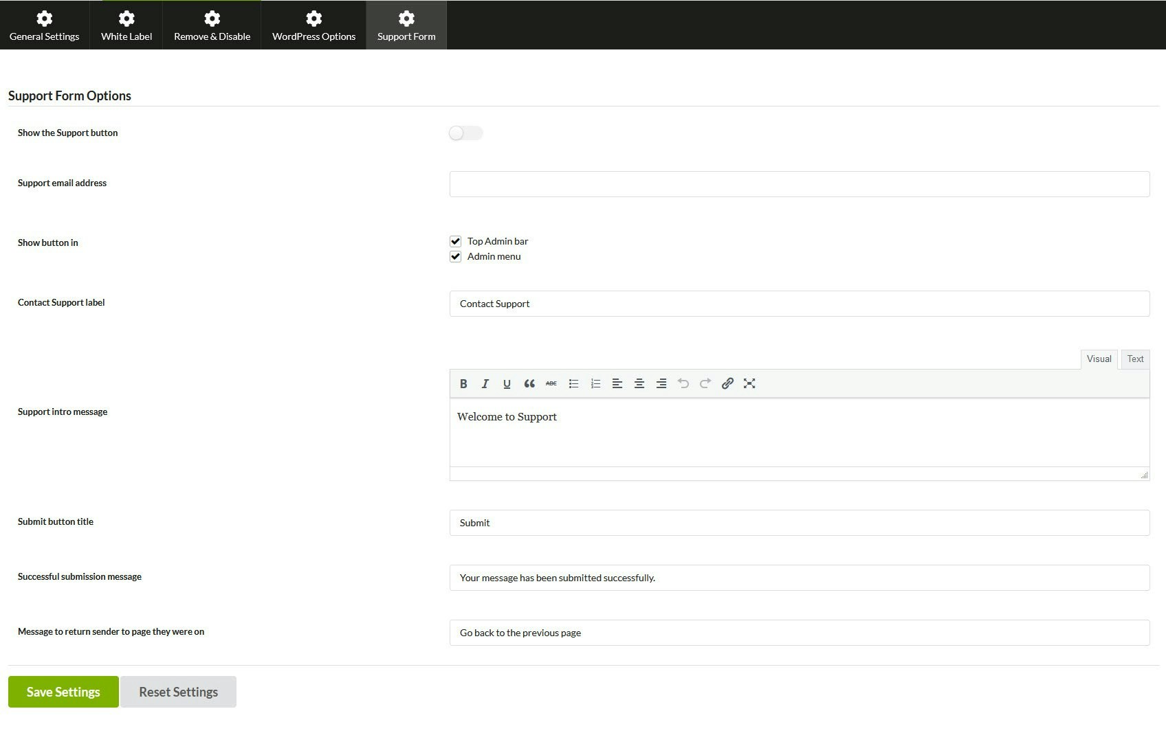 White Label - Support options