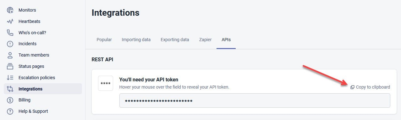 Better Uptime REST API token
