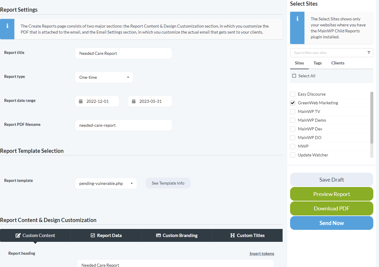Report custom titles