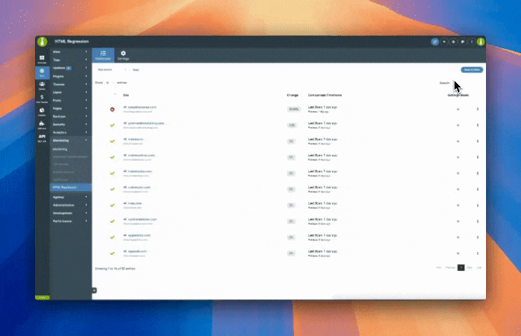Animation showing Rendered HTML Diff with visual before-and-after comparison
