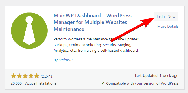 Install MainWP Dashboard plugin
