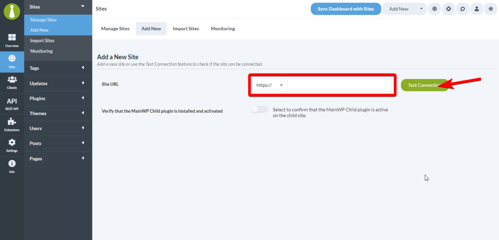 Test Connection button