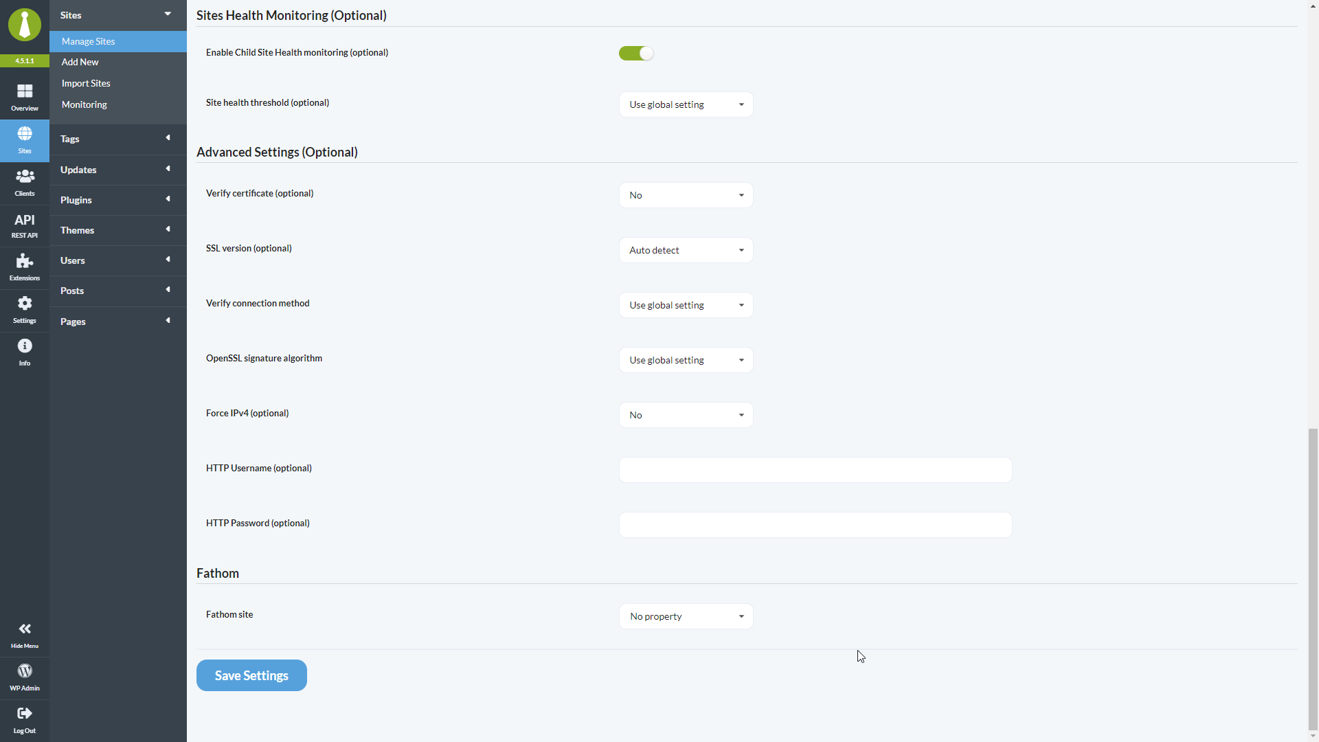 Animation showing Fathom site selection and saving settings