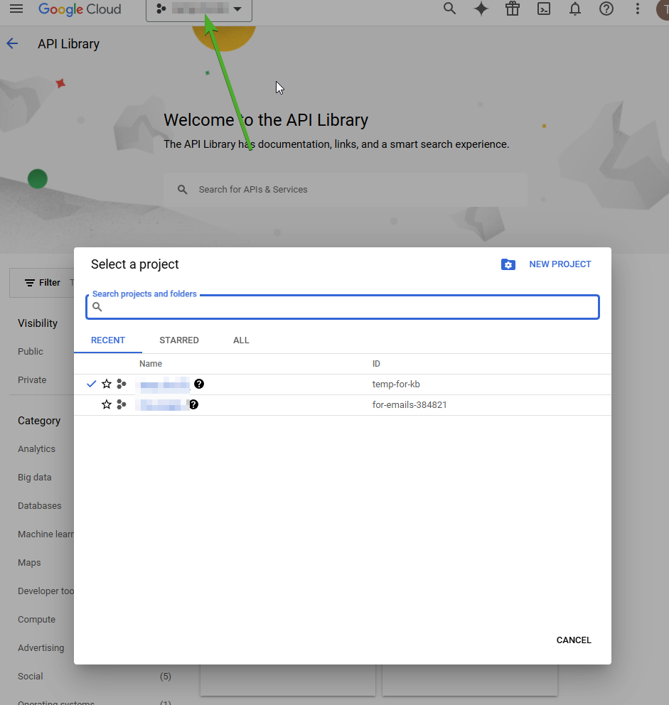 Google Cloud Console new project creation dialog