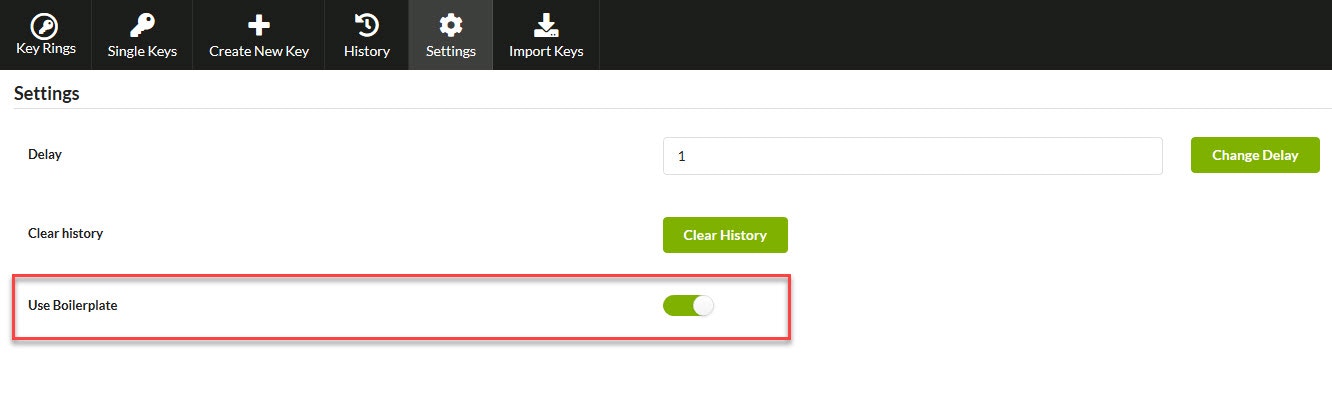 Use boilerplate option