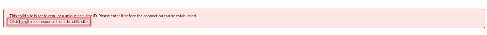 MainWP error message with link to view server response