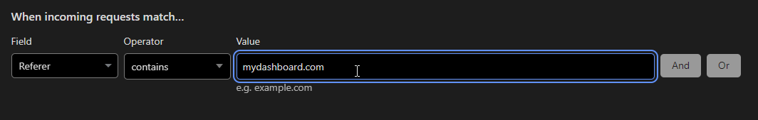 Cloudflare firewall rule using Referrer field with Contains operator