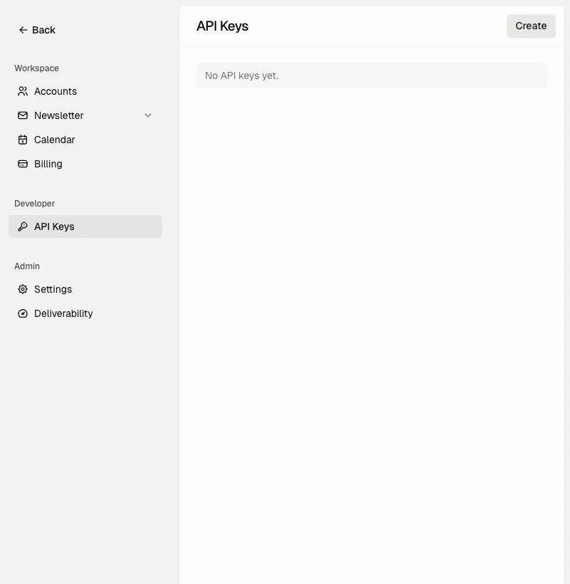 Maito API Keys settings page