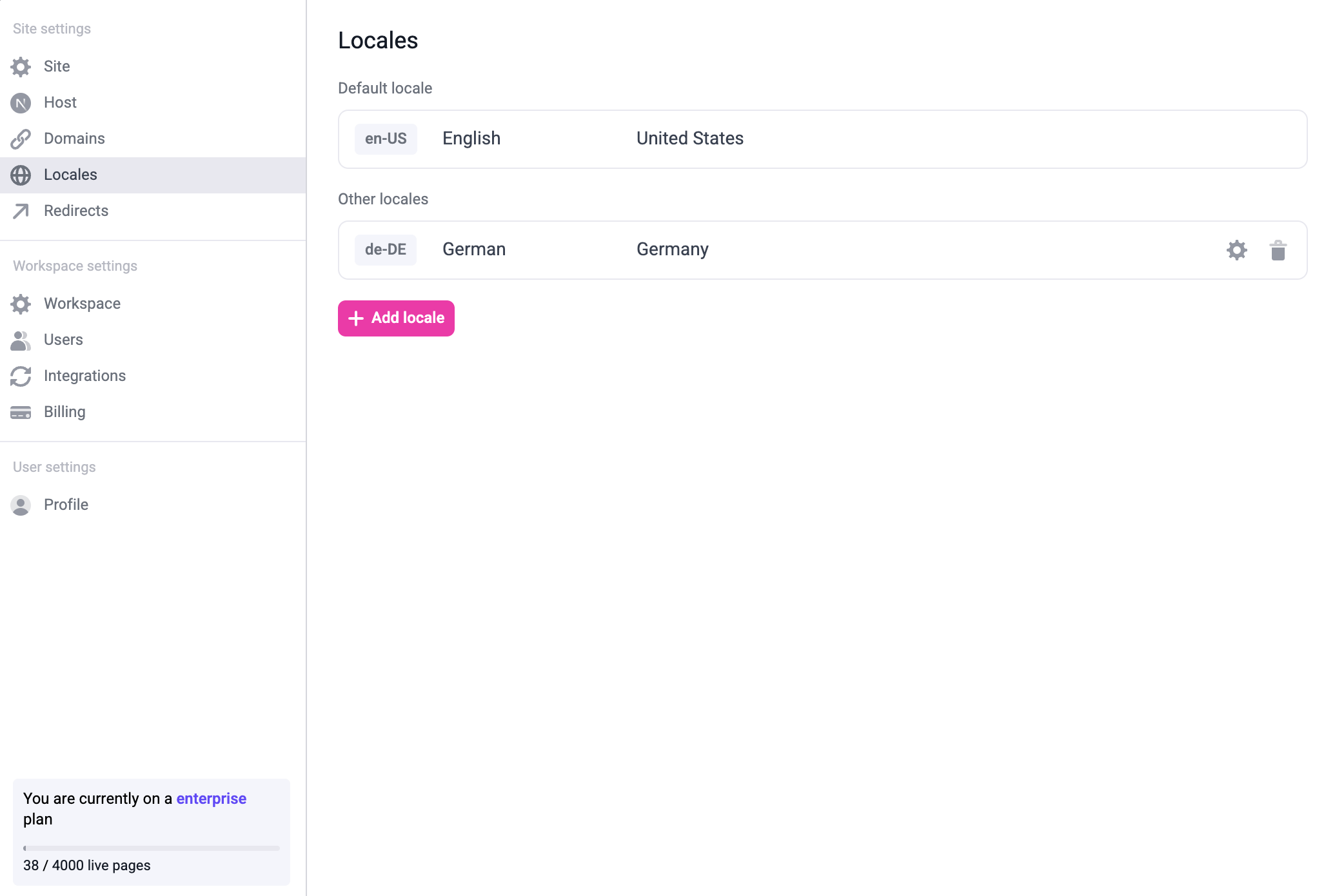 Hovering over the locale