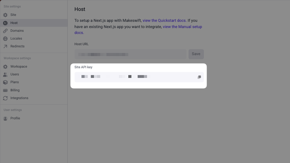 Makeswift Site API key