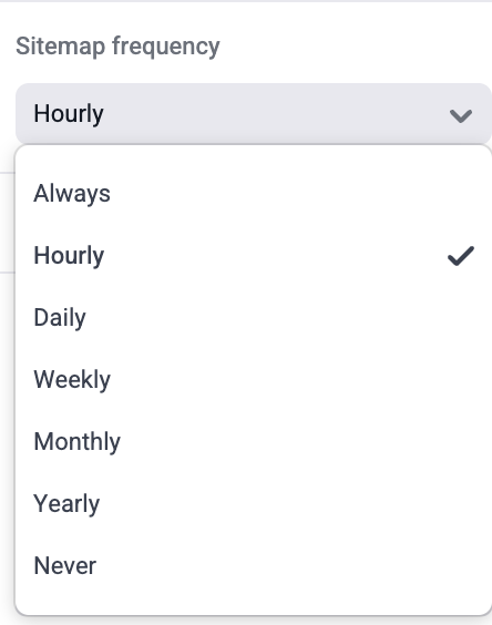 Sitemap frequency panel in Makeswift