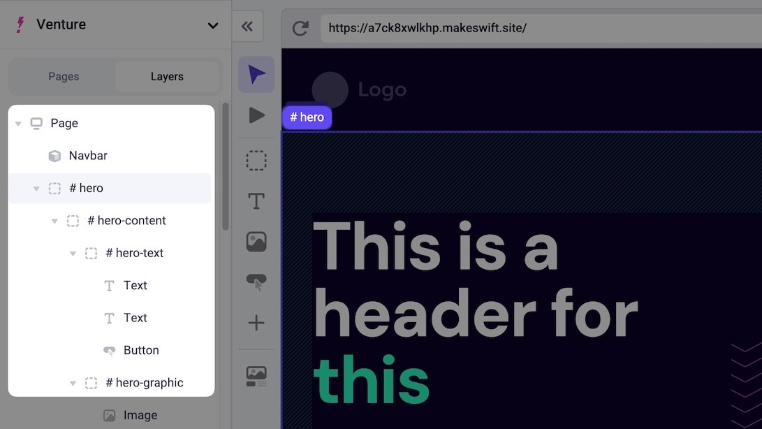 Component label showed in
breadcrumbs