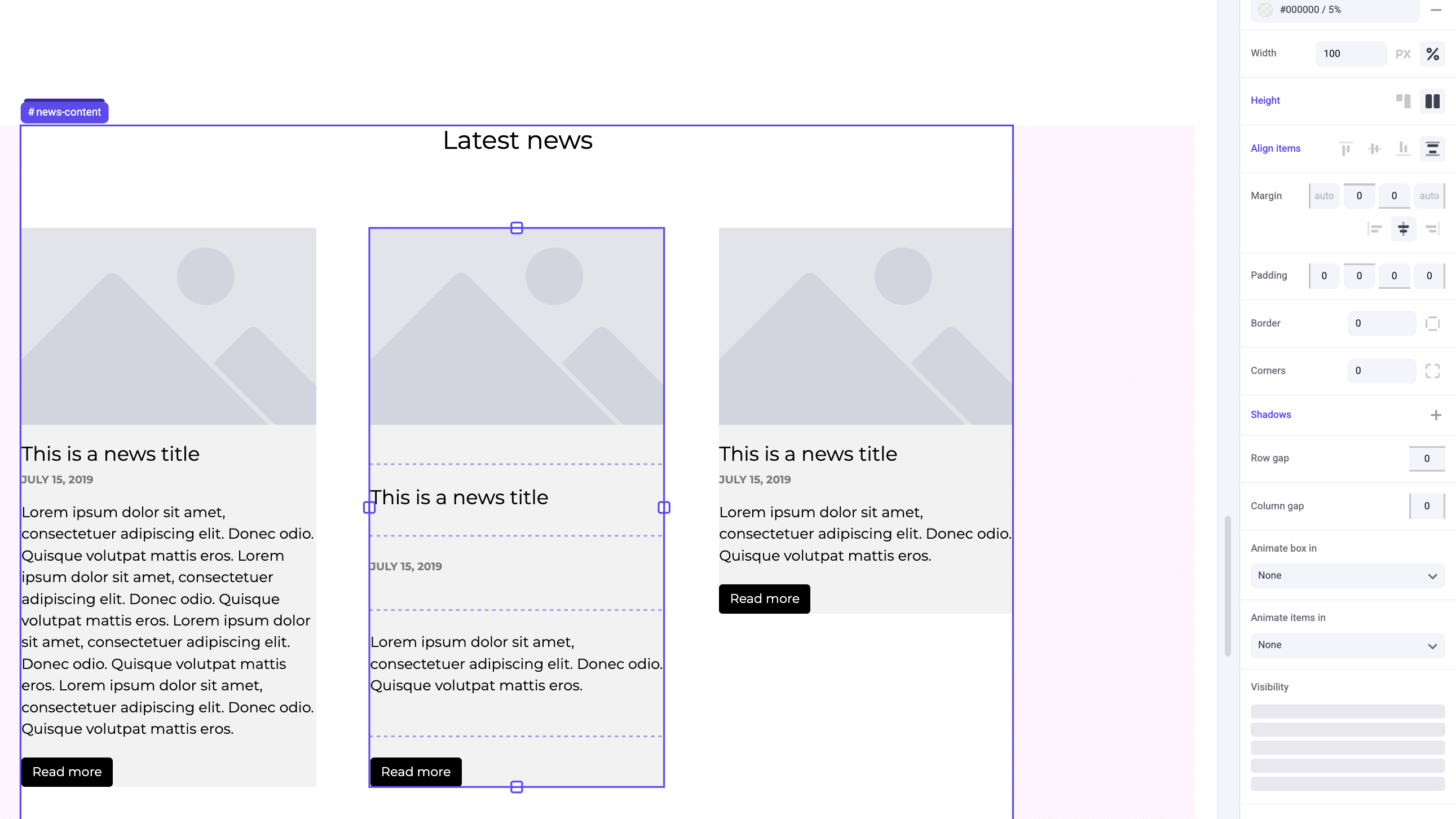 Space between alignment