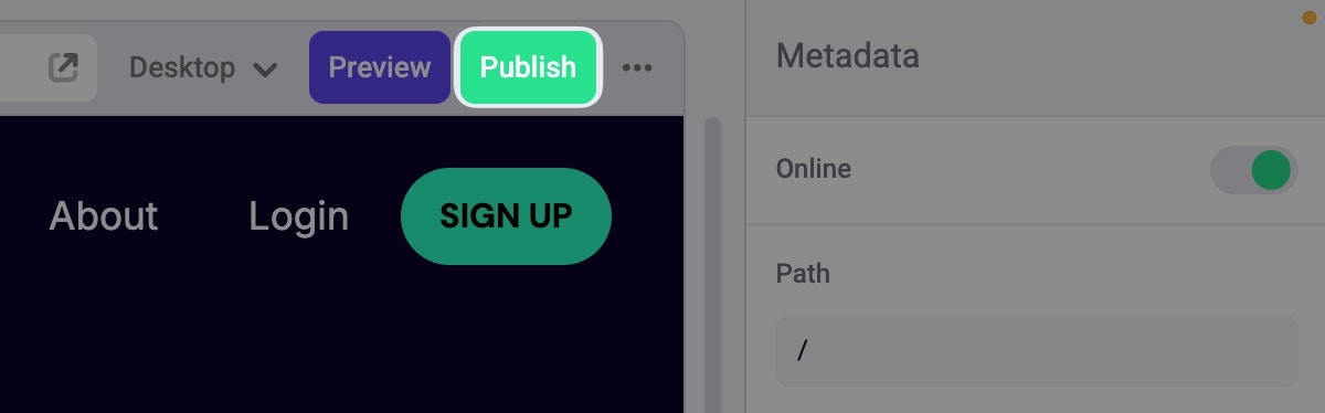 Publish button
