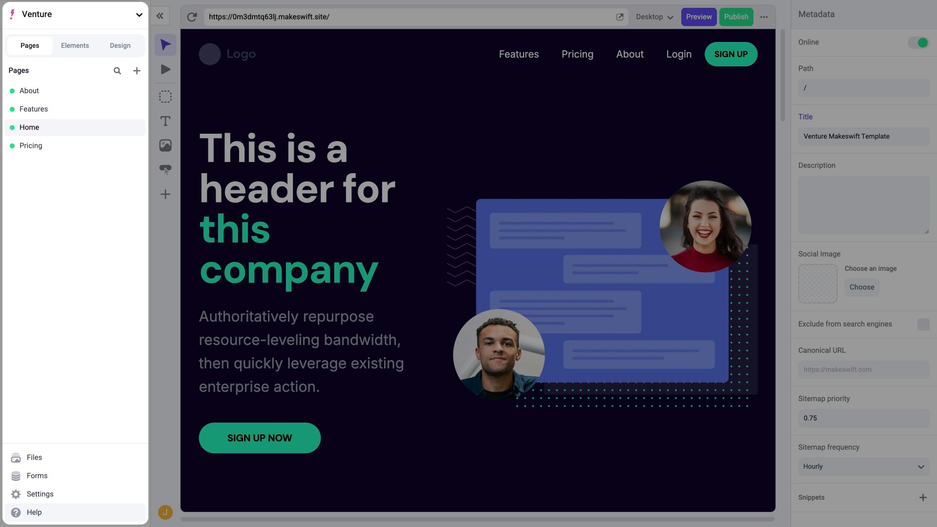 Makeswift builder Site Sidebar