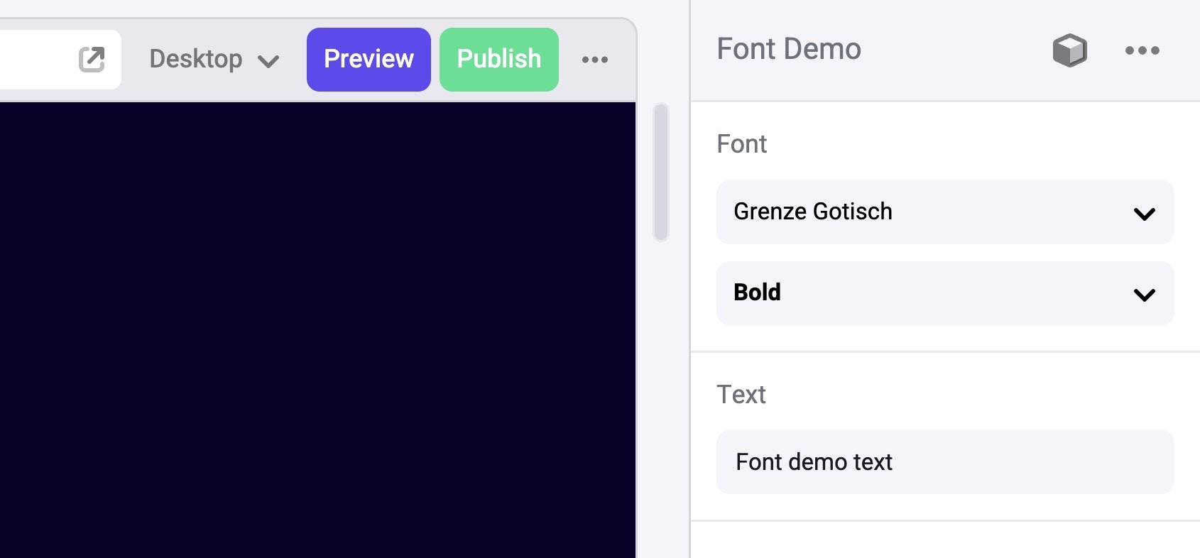 Font control component in Makeswift Visual Builder