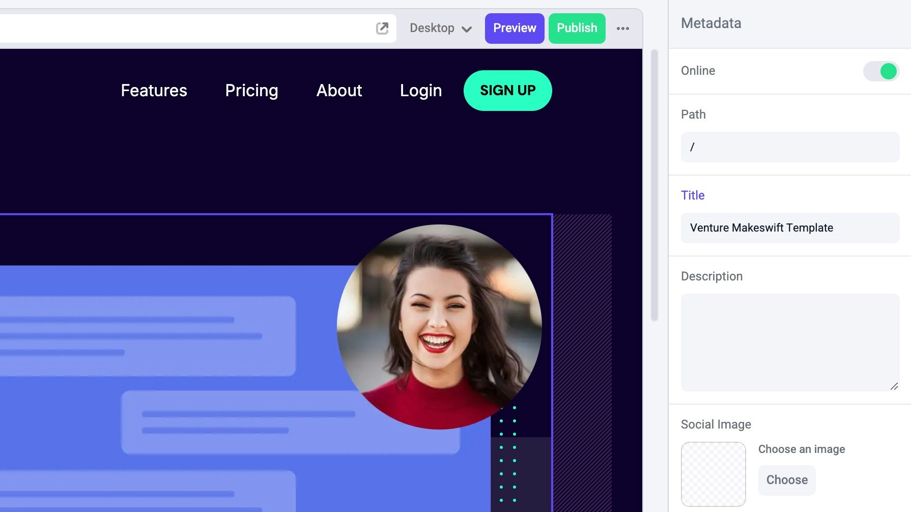 Edit page metadata for localized
page.