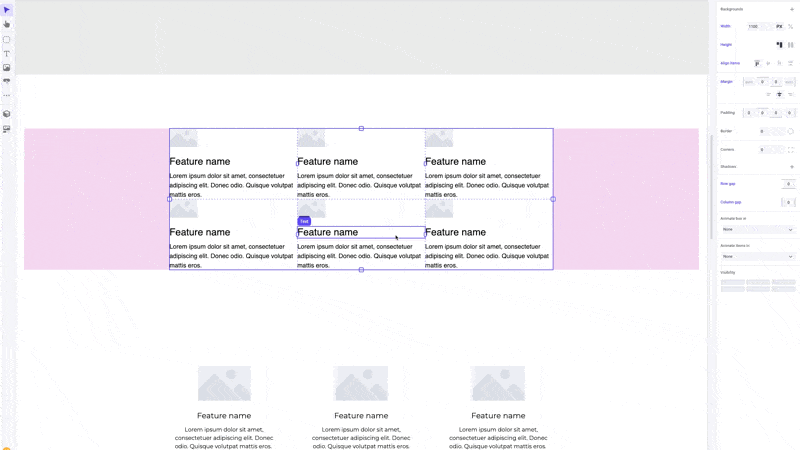 Using column and row gap