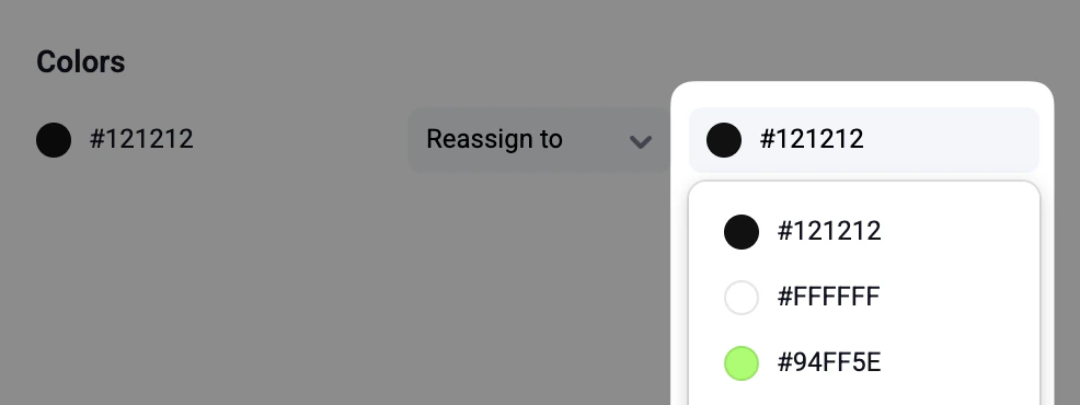 Manually selecting a replacement color