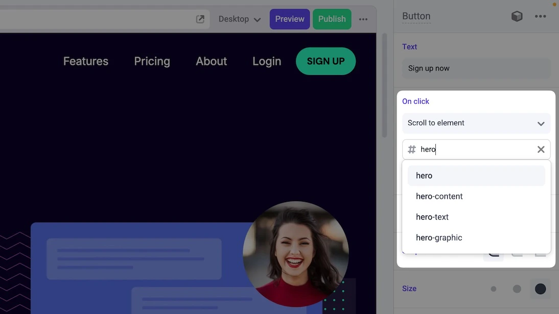 components in dropdown click
panel