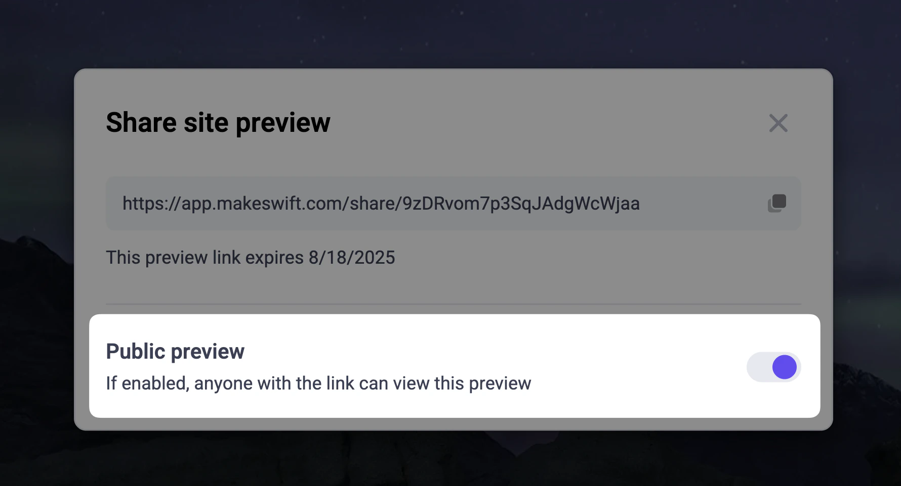 Public preview toggle