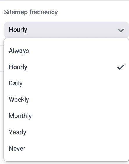 Sitemap frequency panel in Makeswift