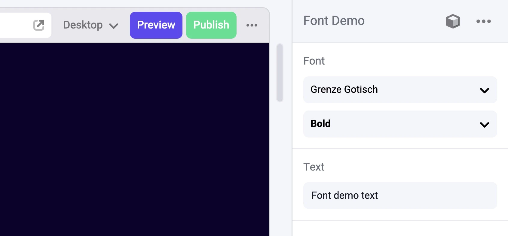 Font control component in Makeswift Visual Builder