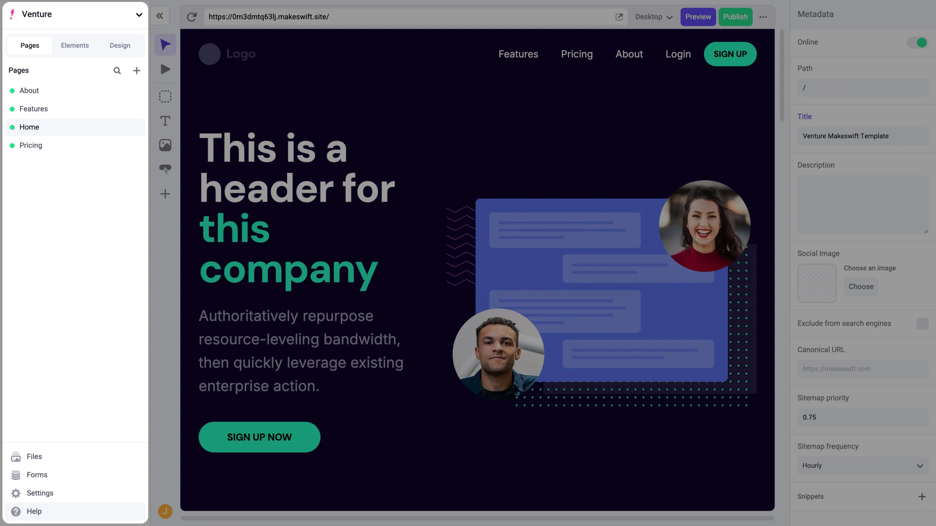 Makeswift builder Site Sidebar