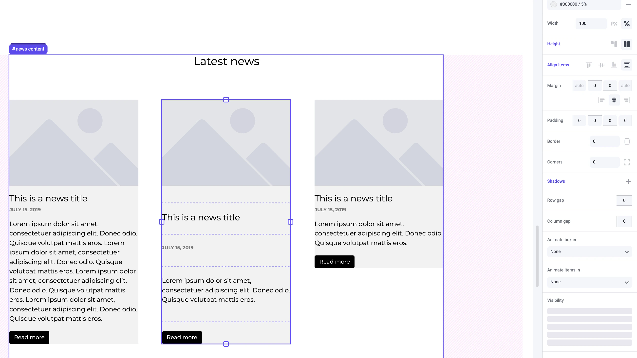 Space between alignment