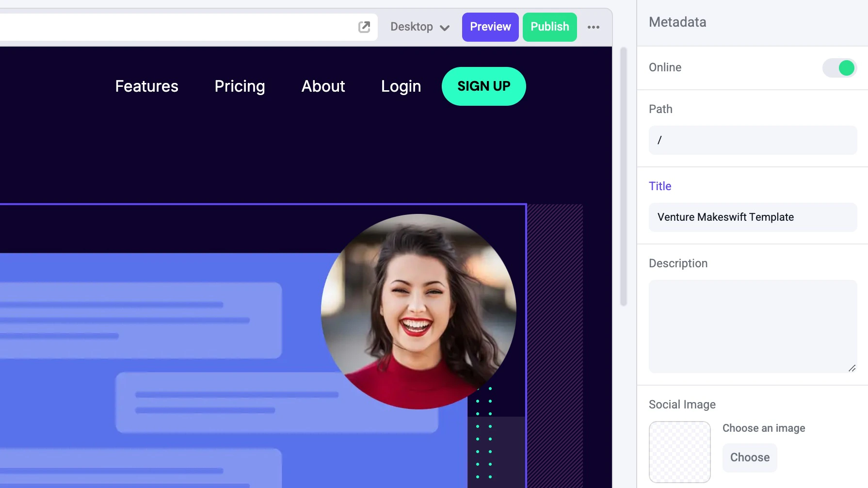 Edit page metadata for localized
page.