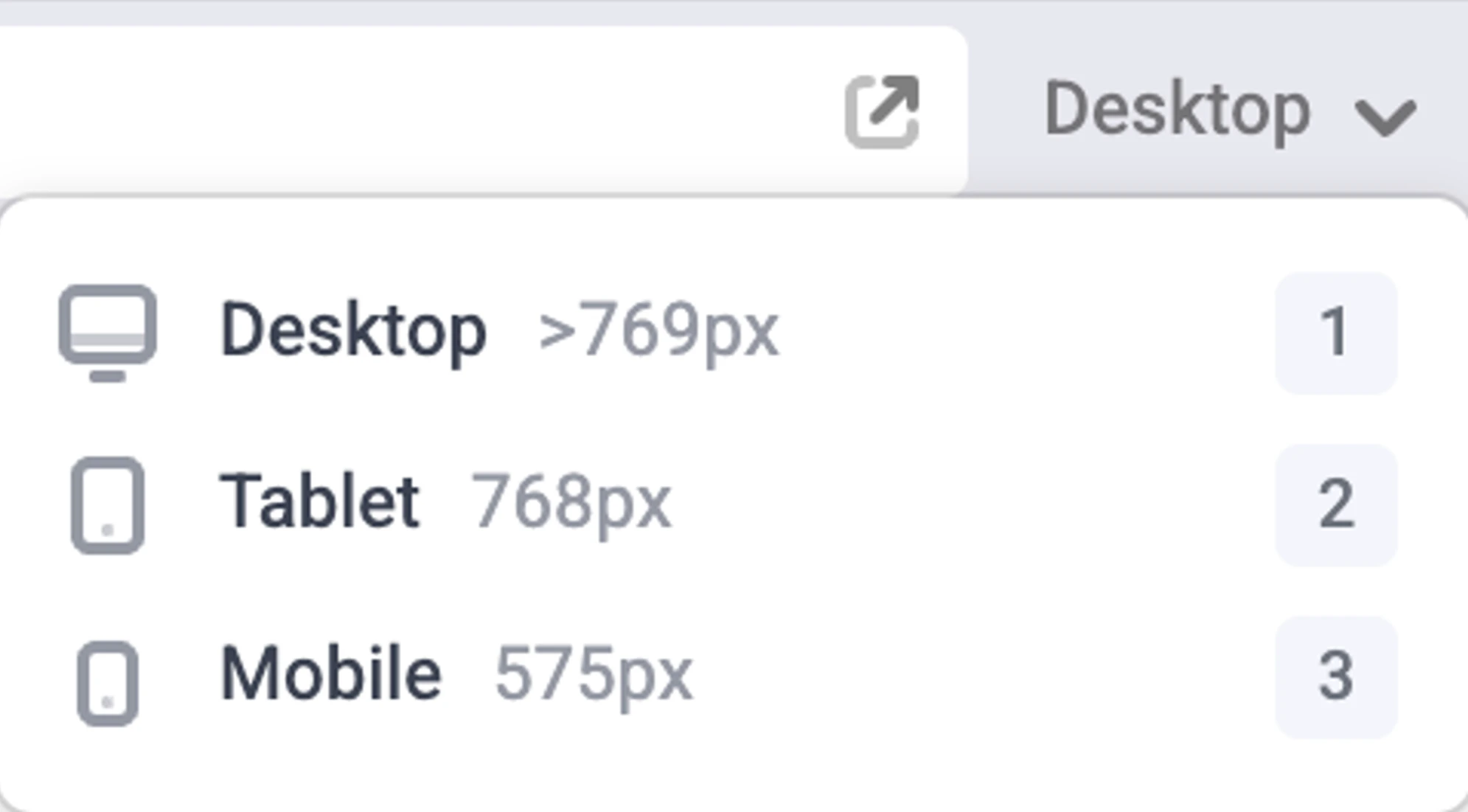 Default device sizes