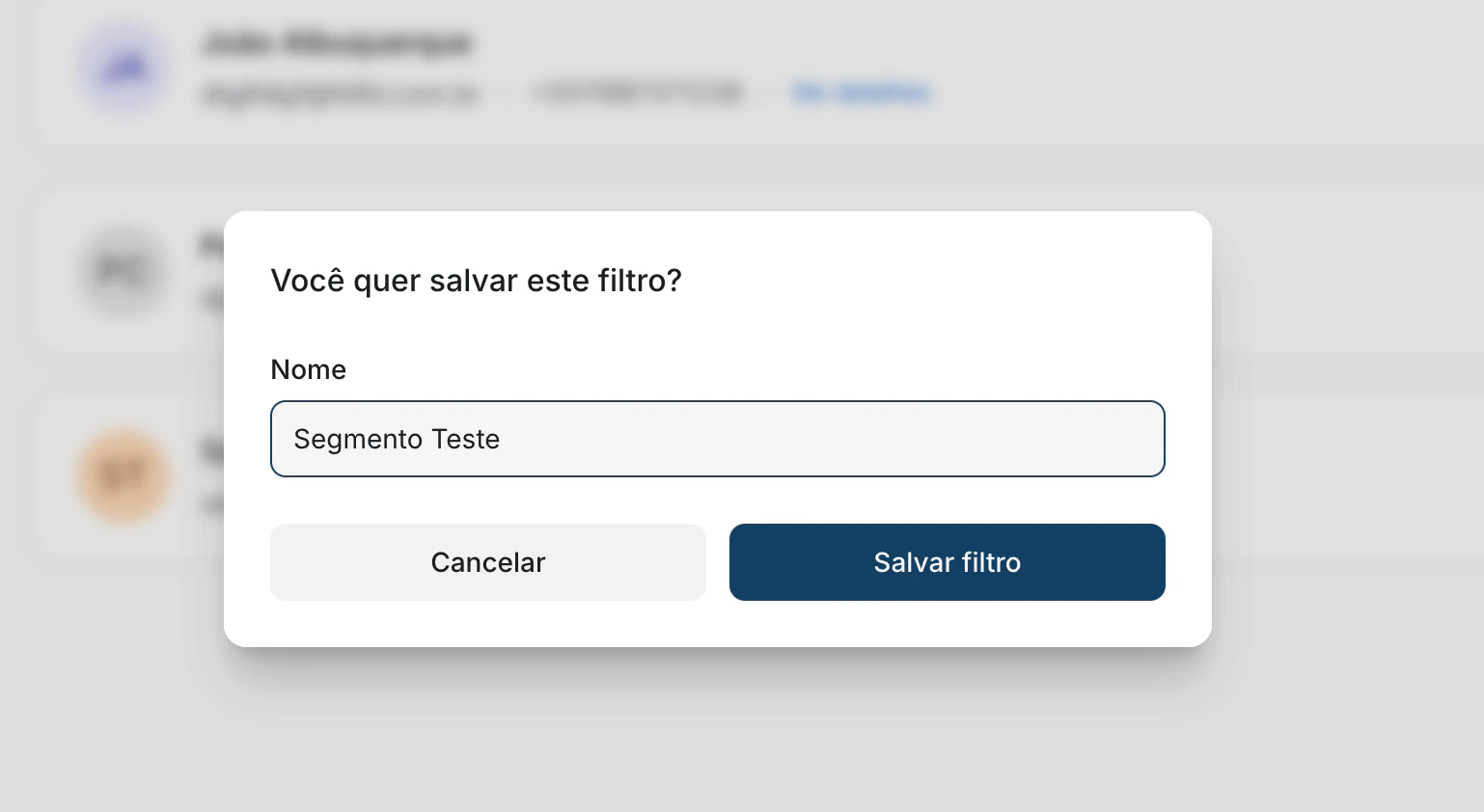 Salvar filtro como segmento