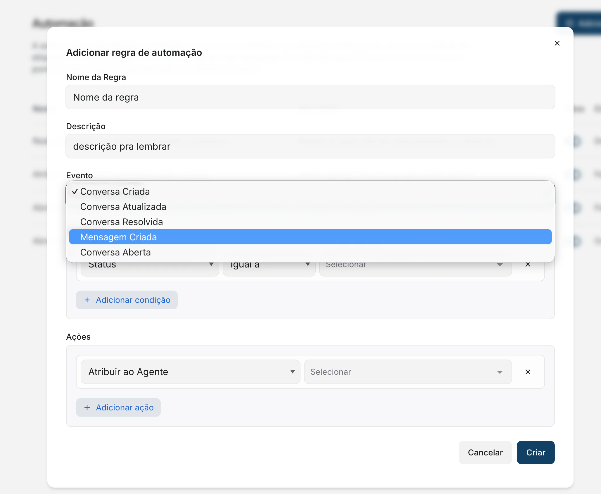 Definindo condições