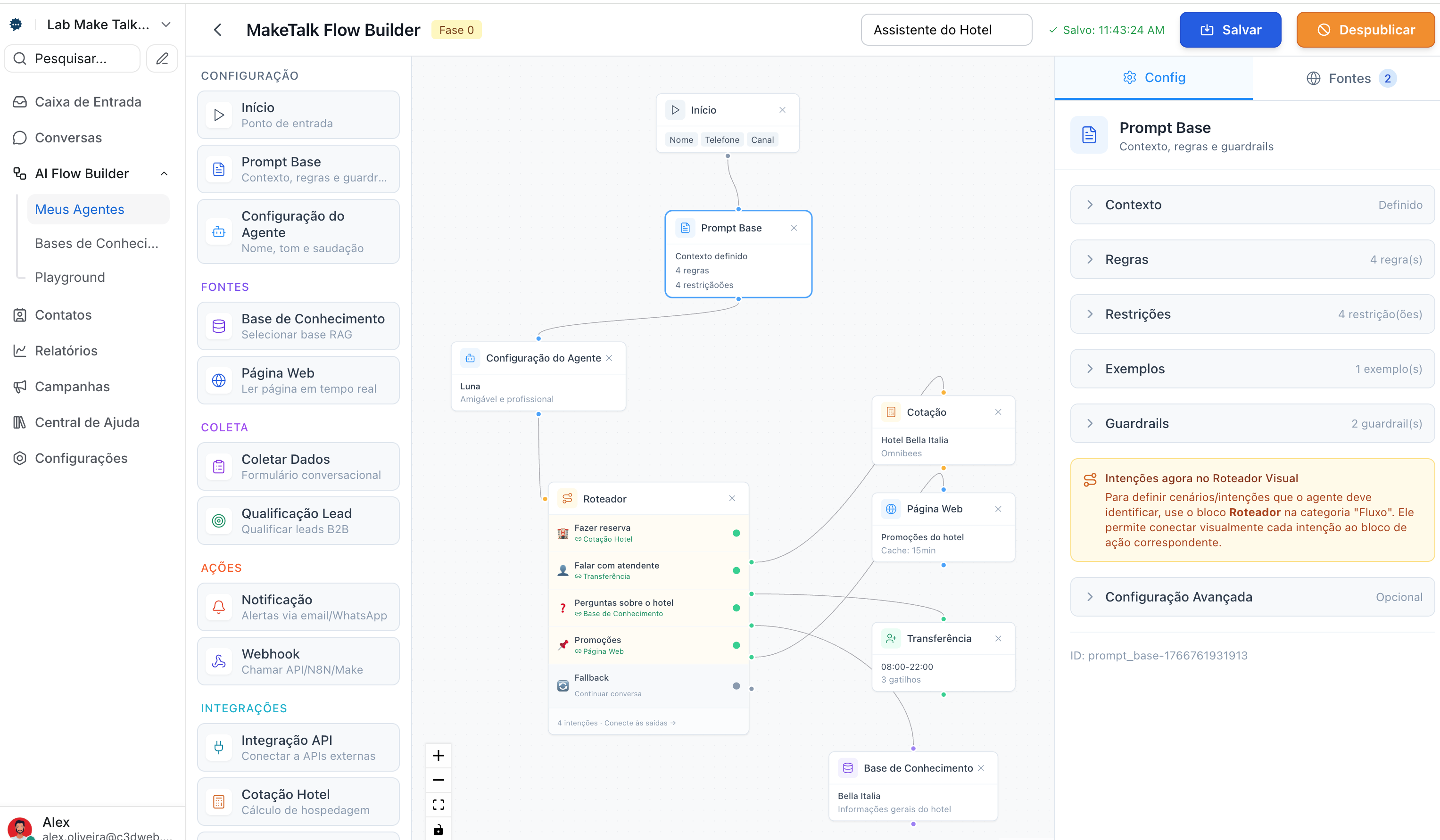 Editor visual de fluxos