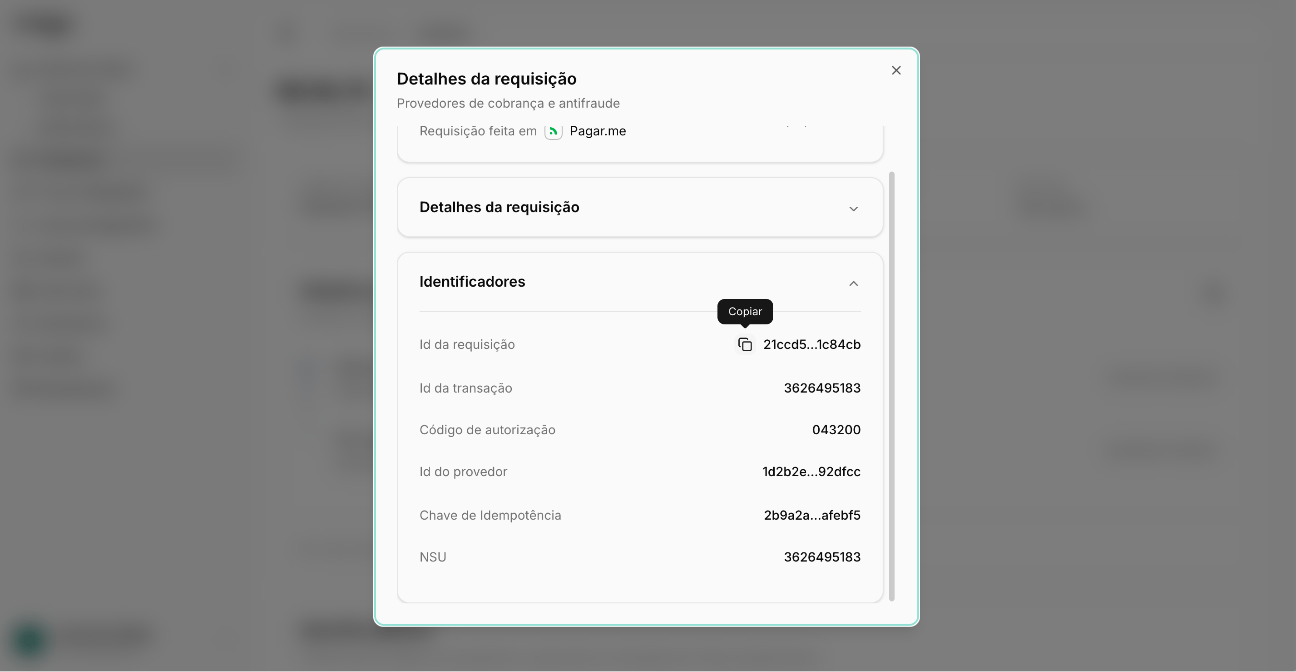 Identificadores no Histórico de Operações