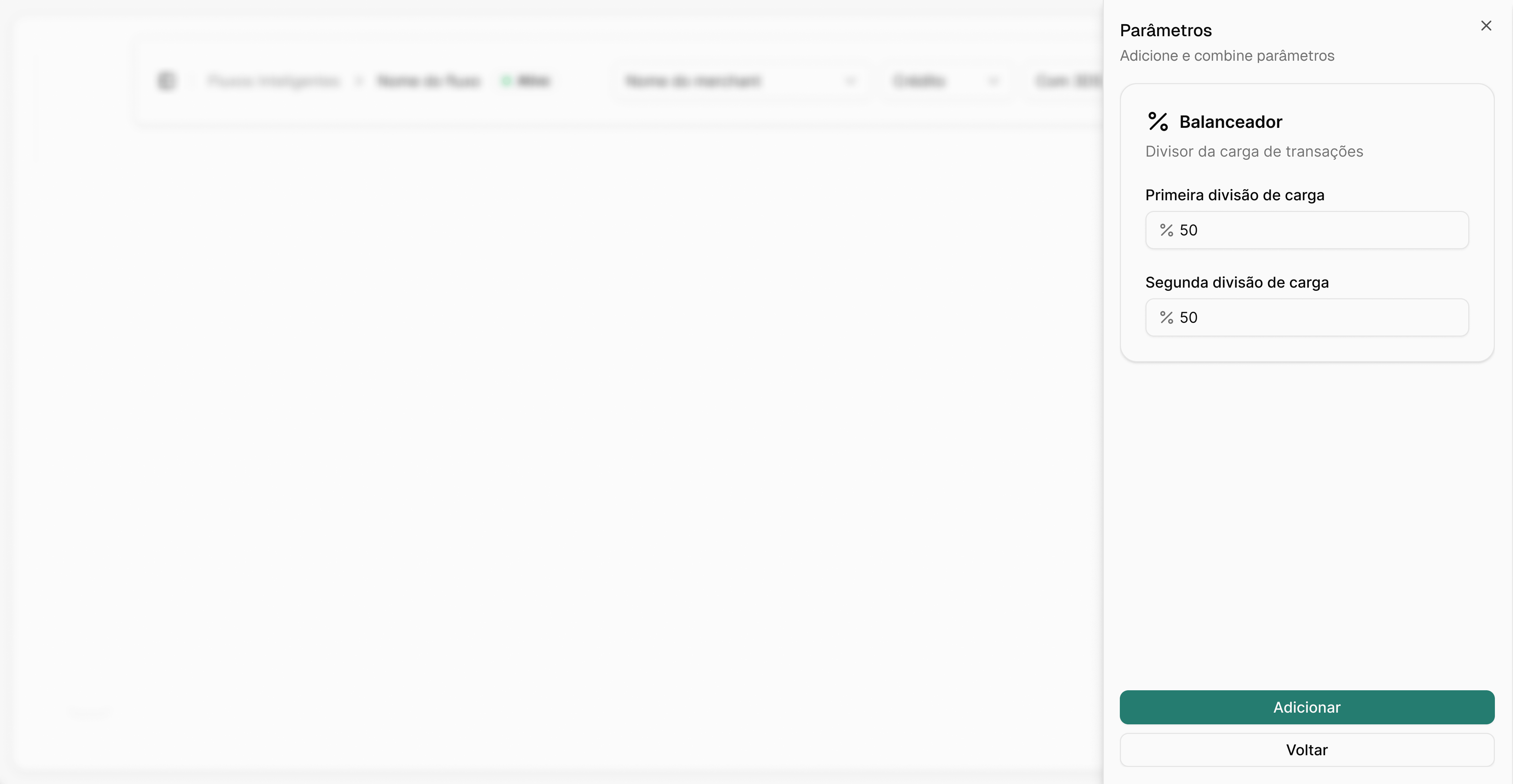 Configuração do condicional de Balanceador, indicando a distribuição de carga